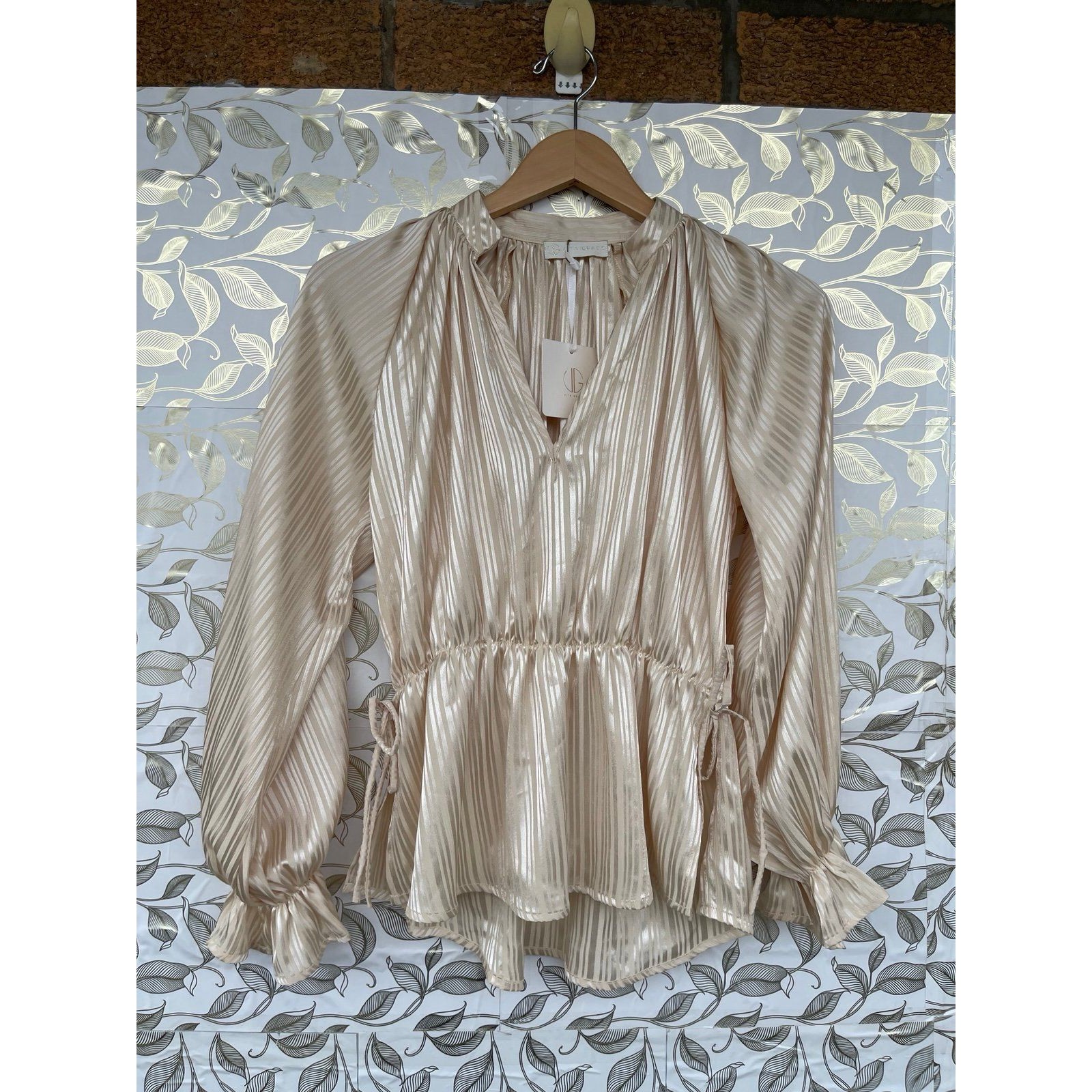 Nwt Vita Grace Satin Peplum Top & Asymmetric Skirt Set S/M Champagne Luxury — image 8 of 8